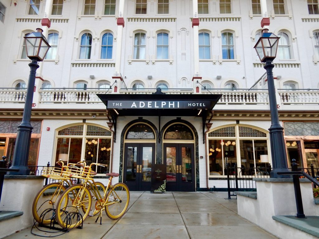 Front of The Adelphi Hotel in Saratoga Springs